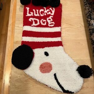 Lucky Dog hooked yarn Christmas Stocking